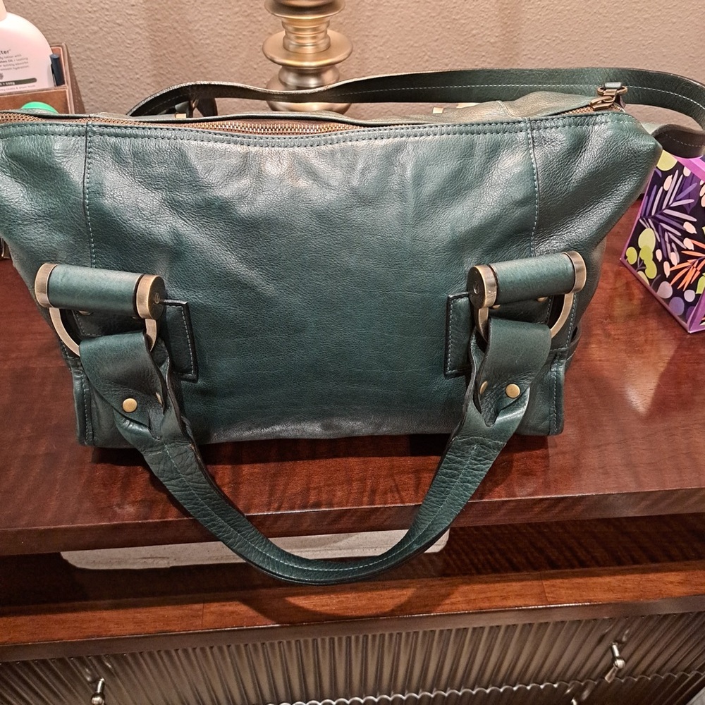 Be & D Teal Leather Shoulder Bag
